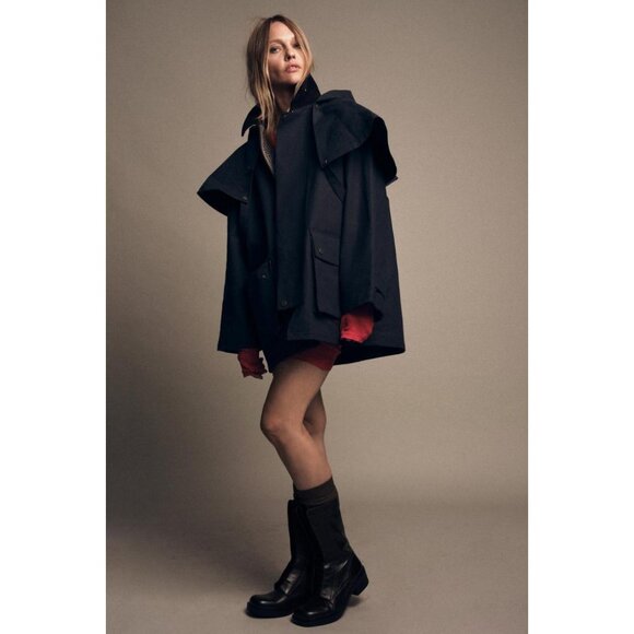 ZARA HOODED CONTRAST LAPEL TRENCH COAT ZW COLLECTION - Picture 3 of 8